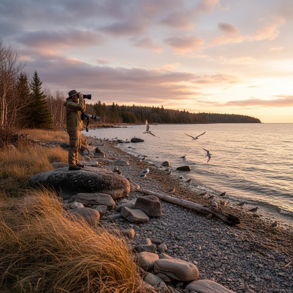 Heron standing in shoreline marsh