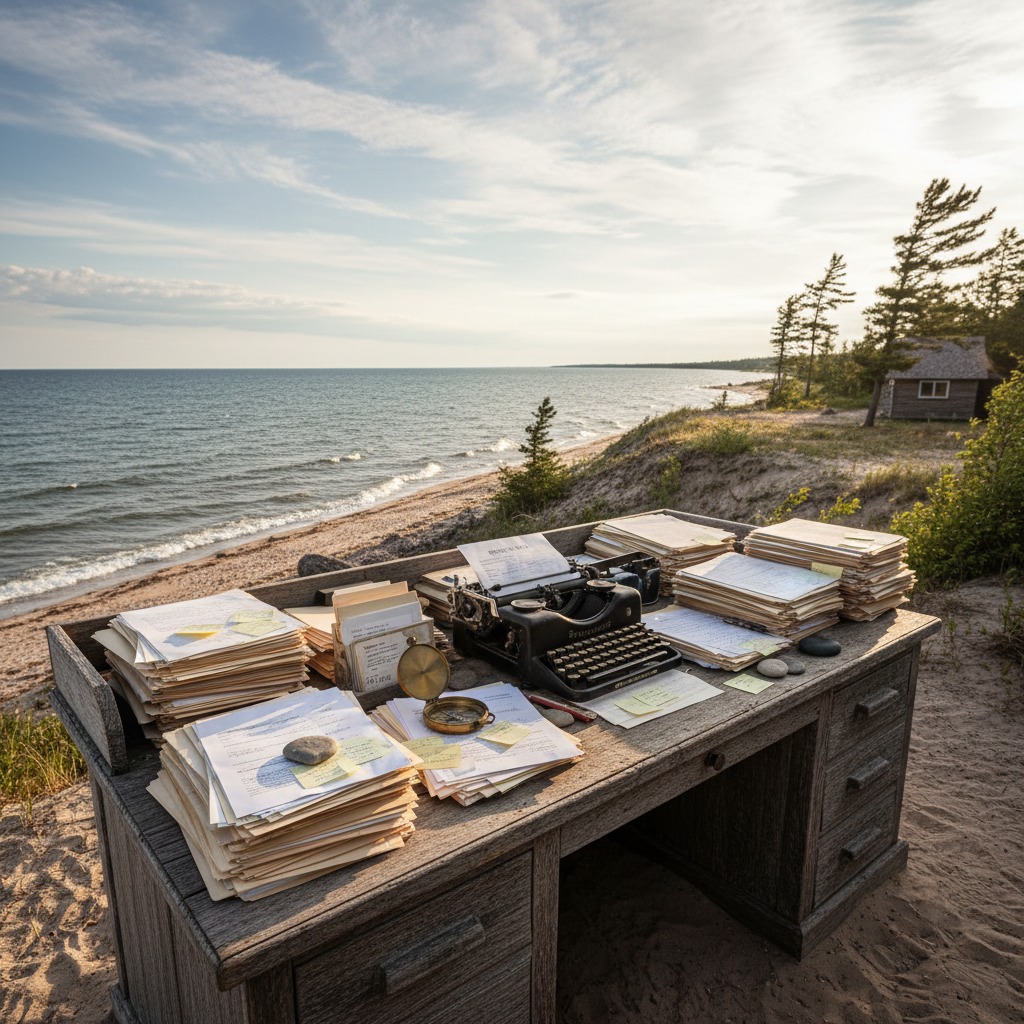 Insurance documents and financial paperwork spread across a desk