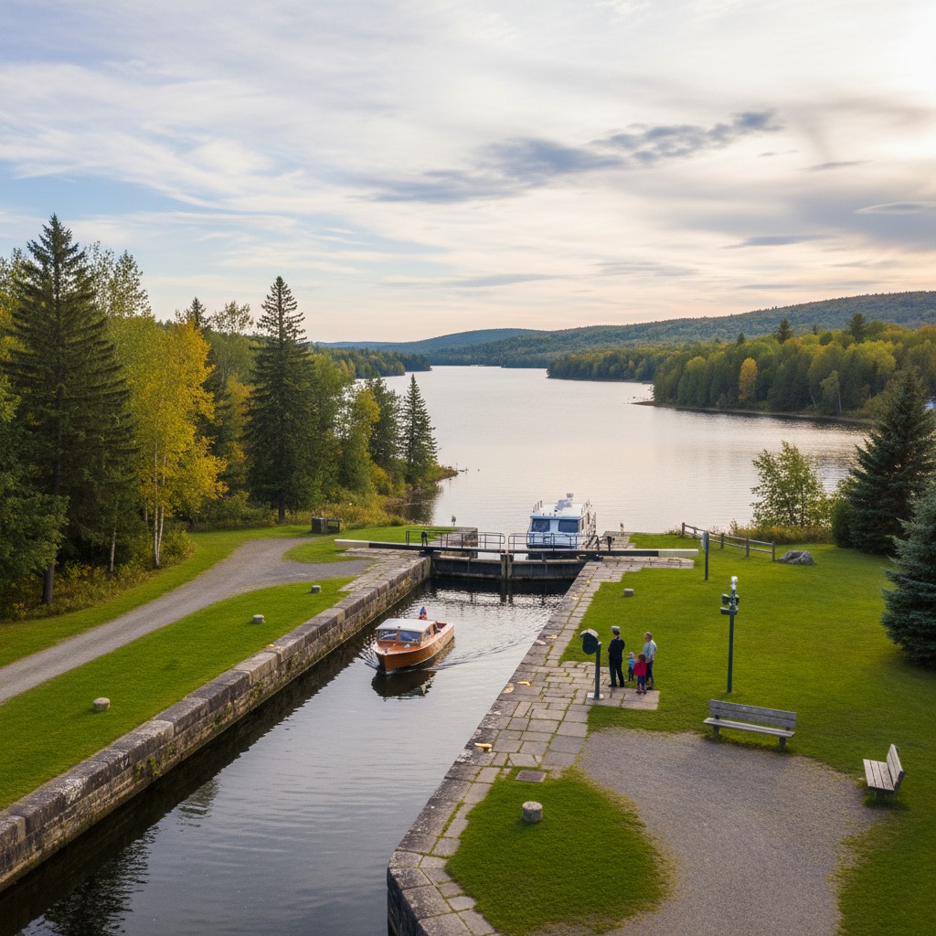 Historic lock station on the Trent-Severn Waterway in the Kawartha Lakes region