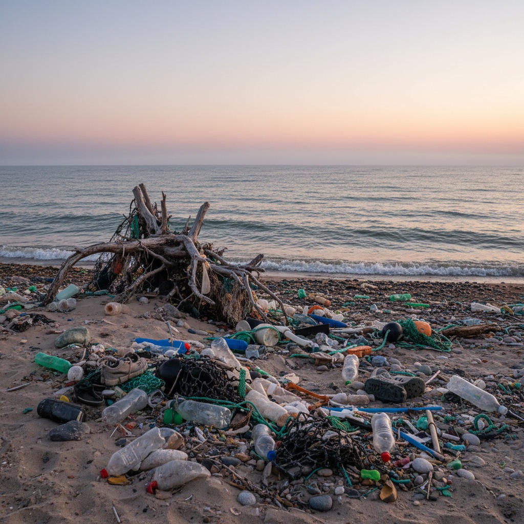 Plastic debris and microplastics collected from a Great Lakes beach