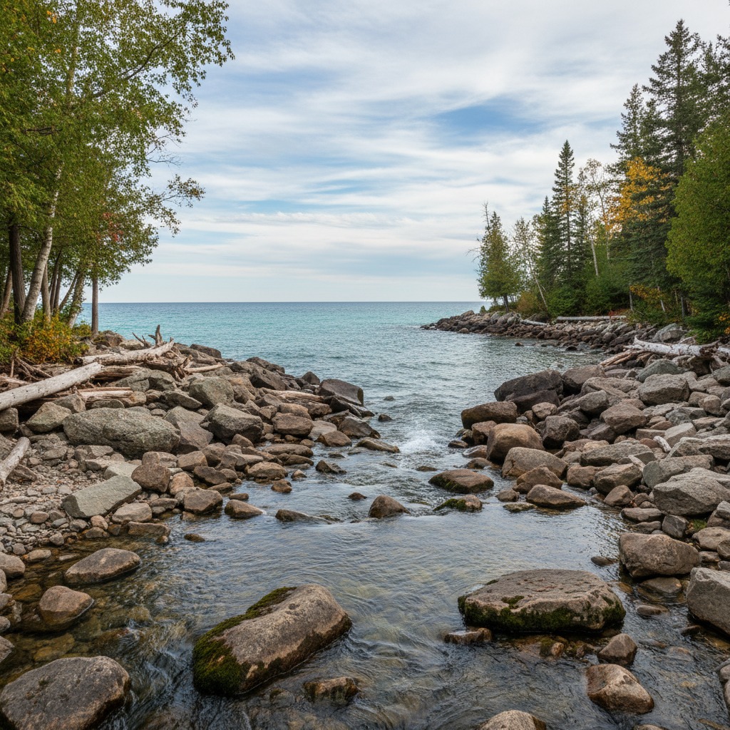 Rocky creek bed providing natural spawning substrate for freshwater fish