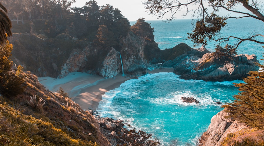 Lakeside cottage with chimney smoke in a winter mountain setting